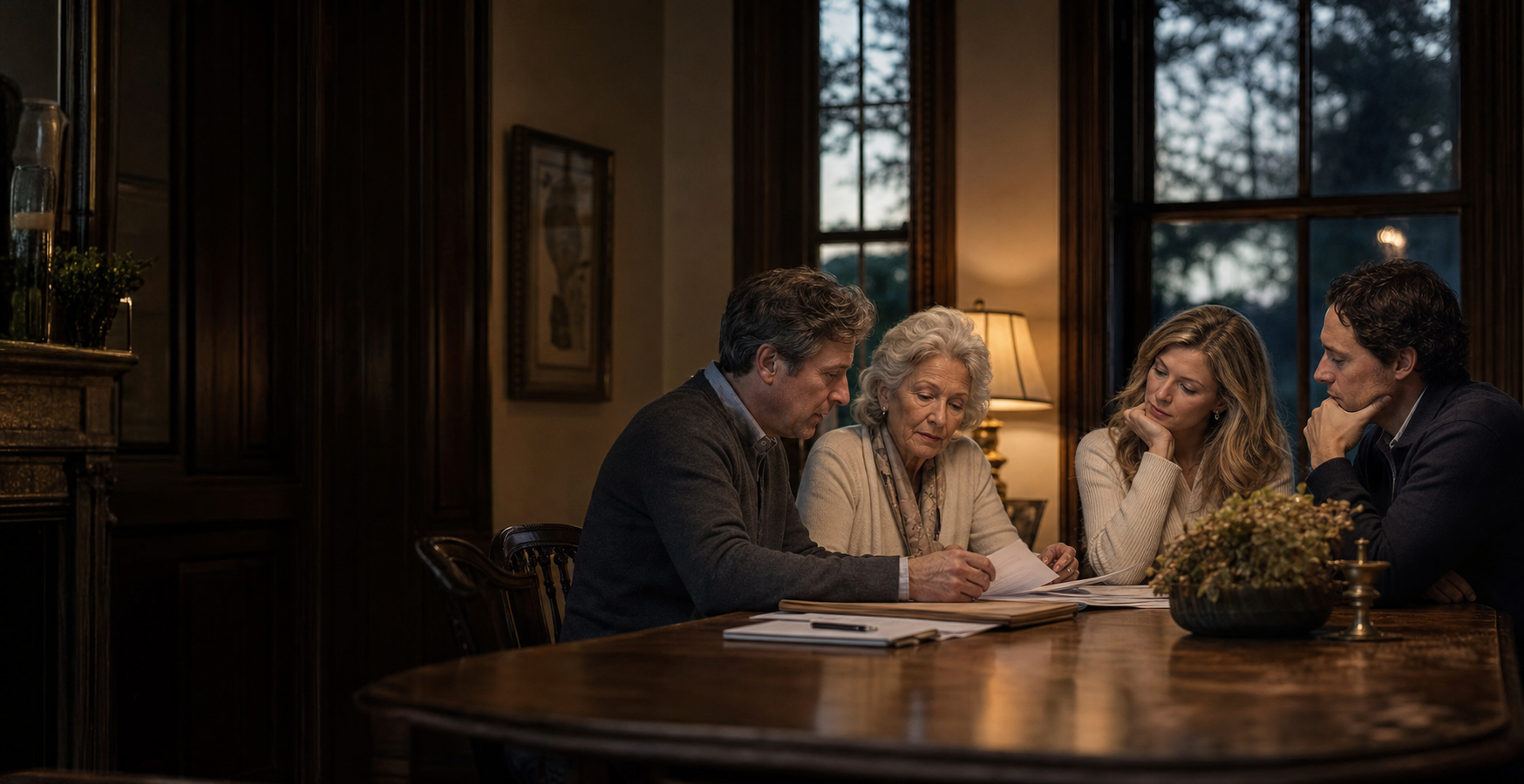 A multigenerational family reviewing planning decisions together