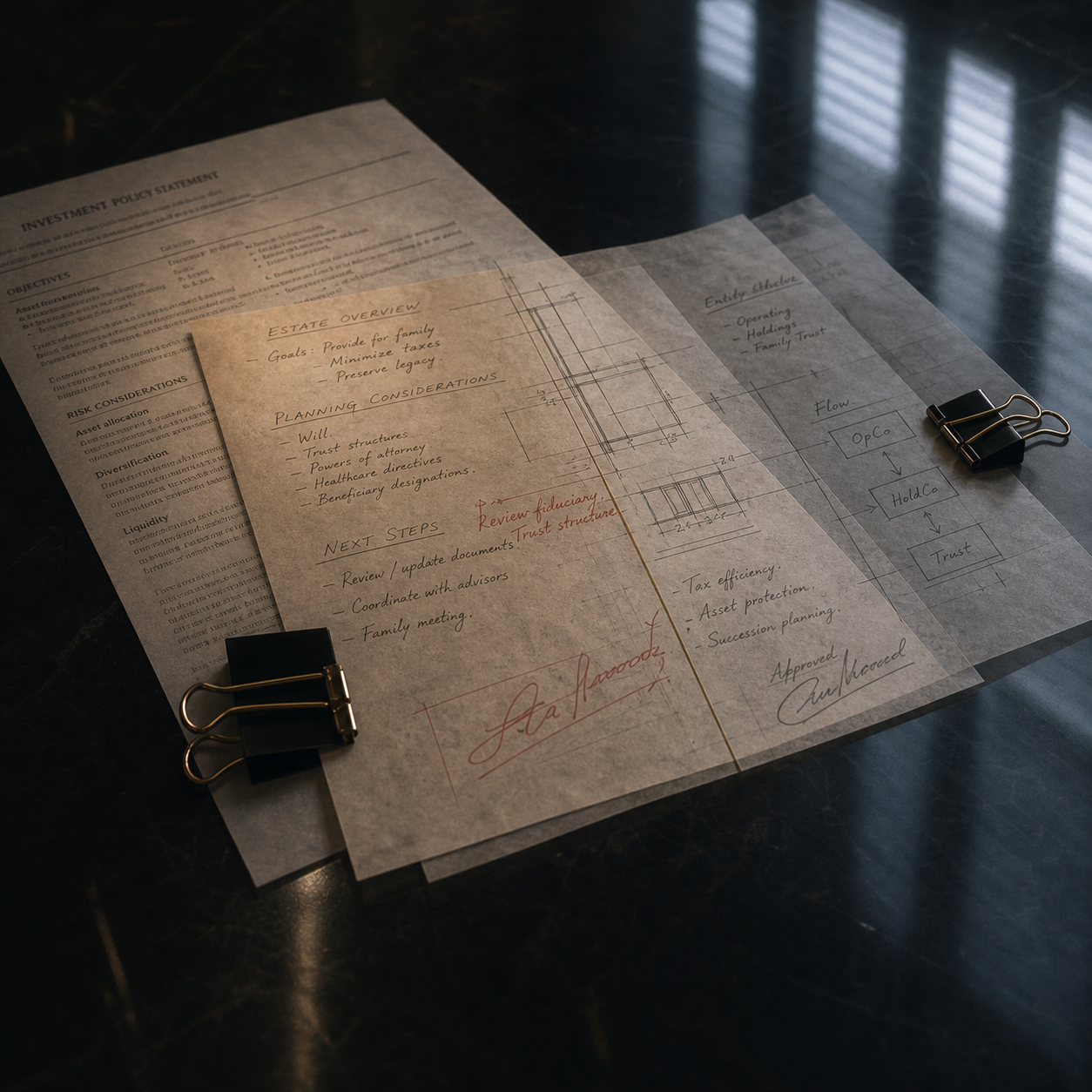 Planning documents arranged as a connected decision framework