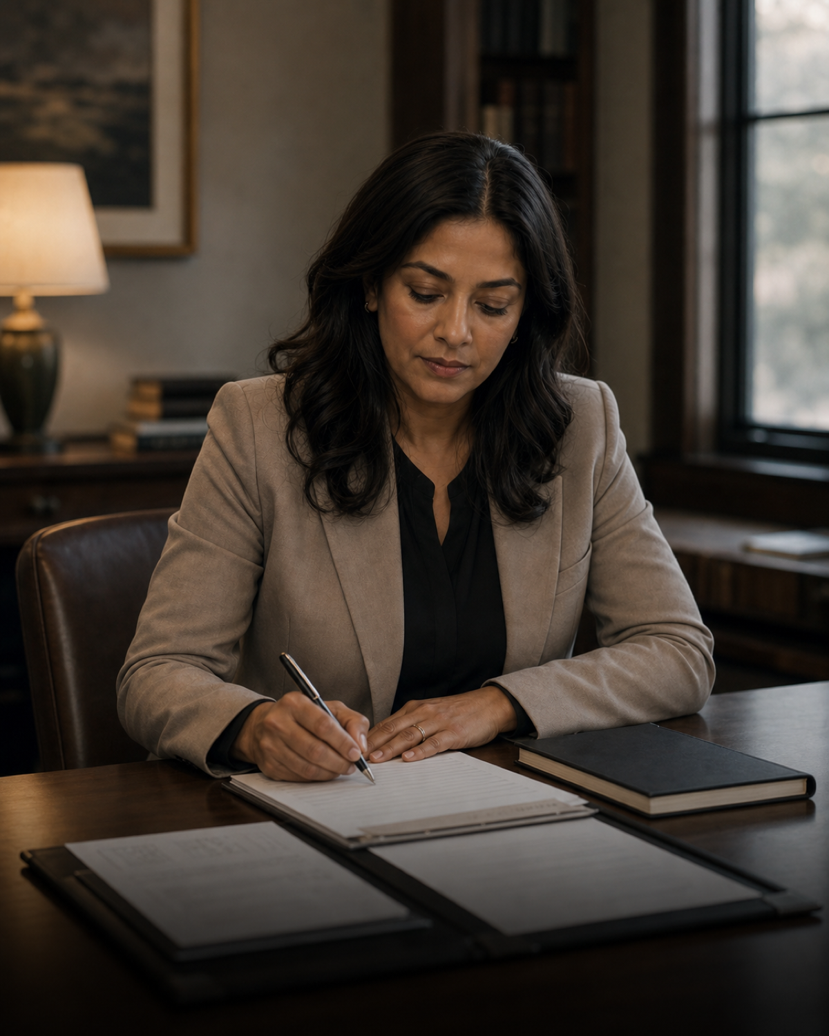 Priya Nair preparing family planning notes